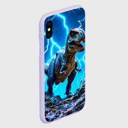 Чехол для iPhone XS Max матовый Тираннозавр и молния - фото 2