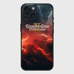 Чехол силиконовый для Apple iPhone 15 матовый Kingdom Come Deliverance 2 красное небо