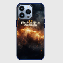 Чехол для iPhone 13 Pro Kingdom Come Deliverance 2 логотип на фоне молнии
