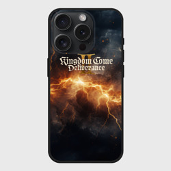 Чехол силиконовый для Apple iPhone 15 Pro матовый Kingdom Come Deliverance 2 логотип на фоне молнии