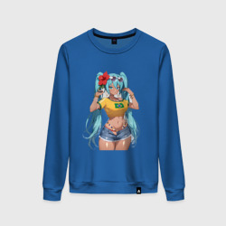 Женский свитшот хлопок Miku Hatsune с цветком 