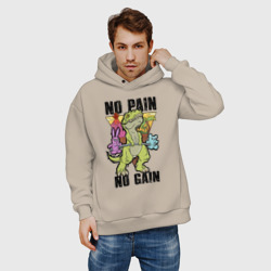 Мужское худи Oversize хлопок T Rex GYM - no pain no gain - фото 2