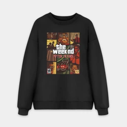 Мужской свитшот oversize без начеса хлопок The weeknd постер гта