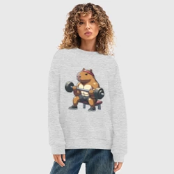 Женский свитшот oversize без начеса хлопок Капибара жим  - фото 2