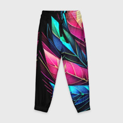 Детские брюки 3D Букет из цветных перьев - неон