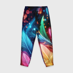 Детские брюки 3D Яркие красочные неоновые перья