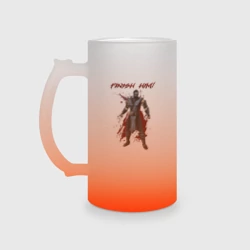 Кружка пивная матовое стекло Finish him Sub-Zero Mortal Kombat 