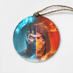 Деревянная игрушка круг Mortal Kombat - Саб-зиро и Скорпион