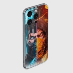 Чехол для iPhone 15 Pro силиконовый с защитой камеры Mortal Kombat - Саб-зиро и Скорпион - фото 2
