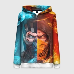 Женская толстовка 3D на молнии Mortal Kombat - Саб-зиро и Скорпион