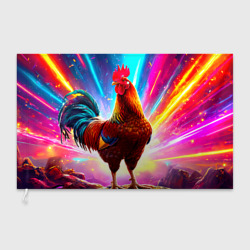 Флаг 3D  Петух в ярких лучах