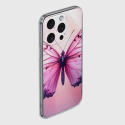 Чехол для iPhone 15 Pro силиконовый с защитой камеры Розовая бабочка - фото 2