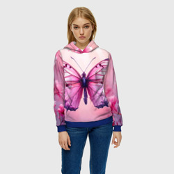 Женская толстовка 3D Розовая бабочка - фото 2