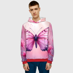 Мужская толстовка 3D Розовая бабочка - фото 2