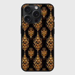 Чехол силиконовый для Apple iPhone 15 Pro матовый Тайский золотой орнамент