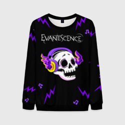 Мужской свитшот 3D Evanescence неоновый череп