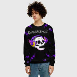 Мужской свитшот 3D Evanescence неоновый череп - фото 2
