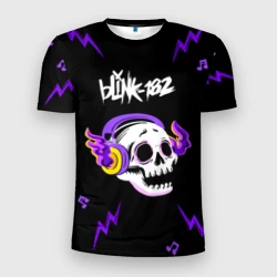 Мужская футболка 3D Slim Blink 182 неоновый череп