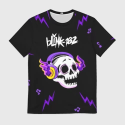 Мужская футболка 3D Blink 182 неоновый череп