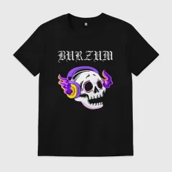 Мужская футболка хлопок Burzum - неоновый череп