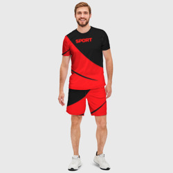 Мужской костюм с шортами 3D Sport чёрно-красный двуцветный - фото 2