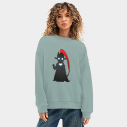Женский свитшот oversize без начеса хлопок Игрит - поднятие уровня в одиночку - фото 2