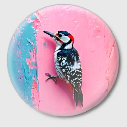 Значок Дятел на розовой стене