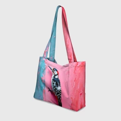 Пляжная сумка 3D Дятел на розовой стене - фото 2