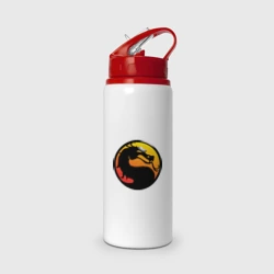 Бутылка для воды с трубочкой Mortal kombat logo