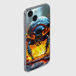Чехол для iPhone 15 силиконовый с защитой камеры Жук в огне - фото 2