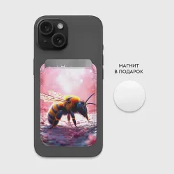 Картхолдер Magsafe магнитный Пчела на розовом - фото 2