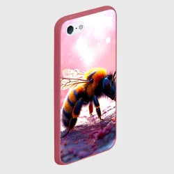 Чехол для iPhone 5/5S матовый Пчела на розовом - фото 2