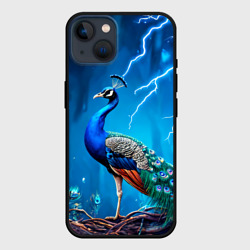 Чехол для iPhone 14 Павлин и молния