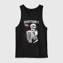Мужская майка хлопок Скелет в огне - все в порядке 