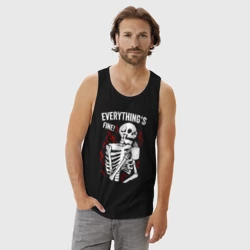 Мужская майка хлопок Скелет в огне - все в порядке  - фото 2