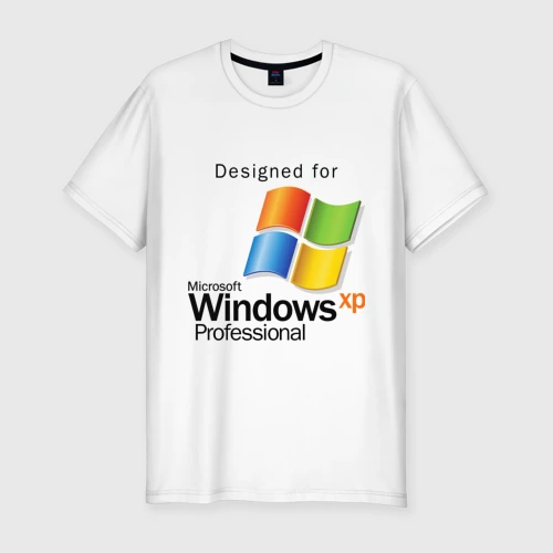 Мужская футболка хлопок Slim с принтом Предназначен для windows xp, вид спереди #2