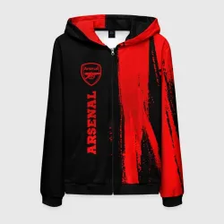 Мужская толстовка 3D на молнии Arsenal - red gradient по-вертикали