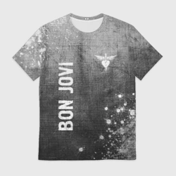 Мужская футболка 3D Bon Jovi - grey gradient вертикально