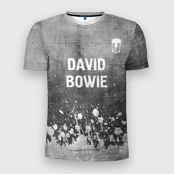 Мужская футболка 3D Slim David Bowie - grey gradient посередине