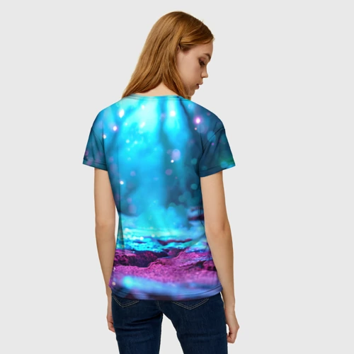 Женская футболка 3D с принтом Розовый скорпион, вид сзади #2