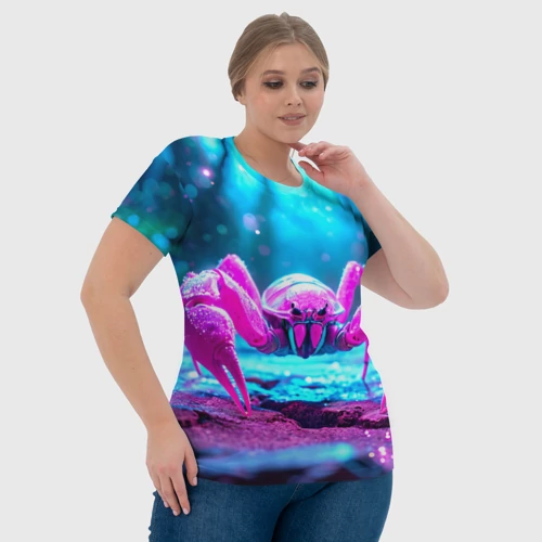 Женская футболка 3D с принтом Розовый скорпион, фото #4