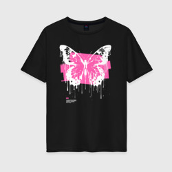 Женская футболка хлопок Oversize Emo butterfly with splashes of paint