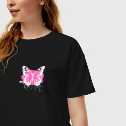 Женская футболка хлопок Oversize Butterfly graffiti - фото 2