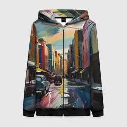Женская толстовка 3D на молнии Улица в стиле экспрессионизм