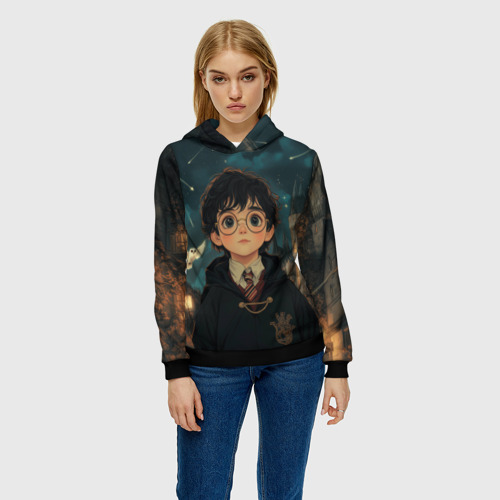 Женская толстовка 3D с принтом Гарри Поттер и замки - картинка 3 Женская толстовка 3D Гарри Поттер и замки - фото 3