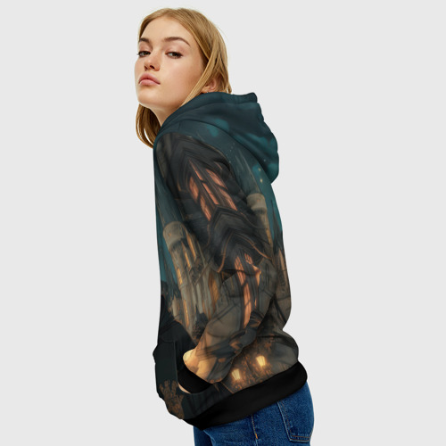 Женская толстовка 3D с принтом Гарри Поттер и замки - картинка 5 Женская толстовка 3D Гарри Поттер и замки - фото 5