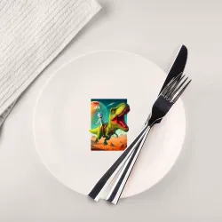 Тарелка Рик Санчес верхом на тираннозавре - нейроарт фантазия