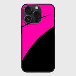 Чехол силиконовый для Apple iPhone 15 Pro Мax матовый Розовый с чёрным двуцветный с полосой