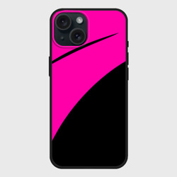 Чехол силиконовый для Apple iPhone 15 матовый Розовый с чёрным двуцветный с полосой