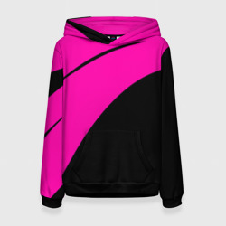 Женская толстовка 3D Розовый с чёрным двуцветный с полосой